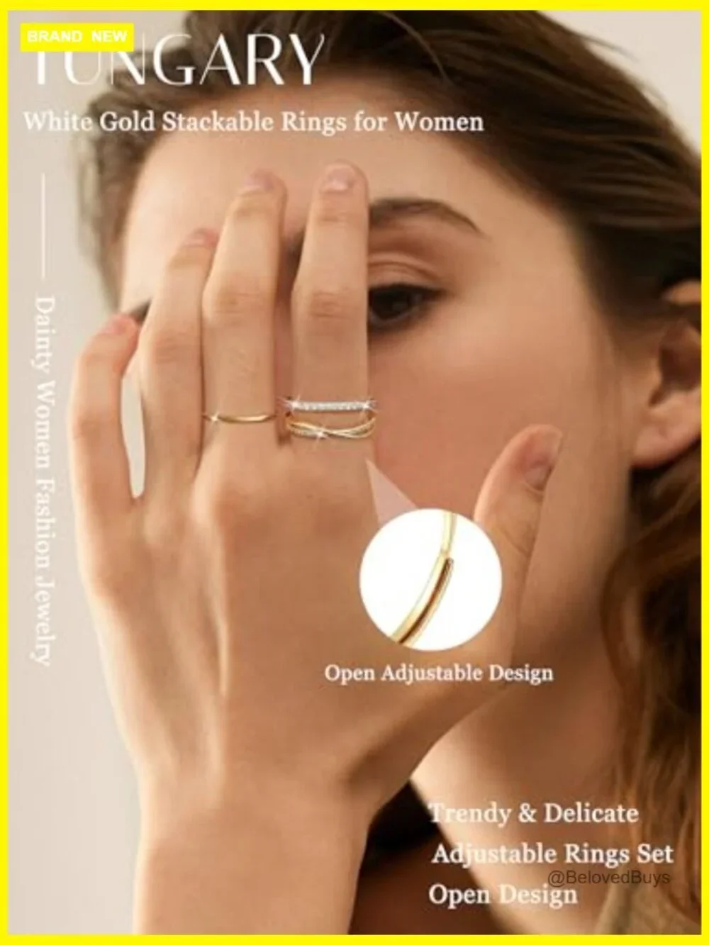 Open Adjustable Stackable Ring Set - 9 Piece Gold Plated Rings